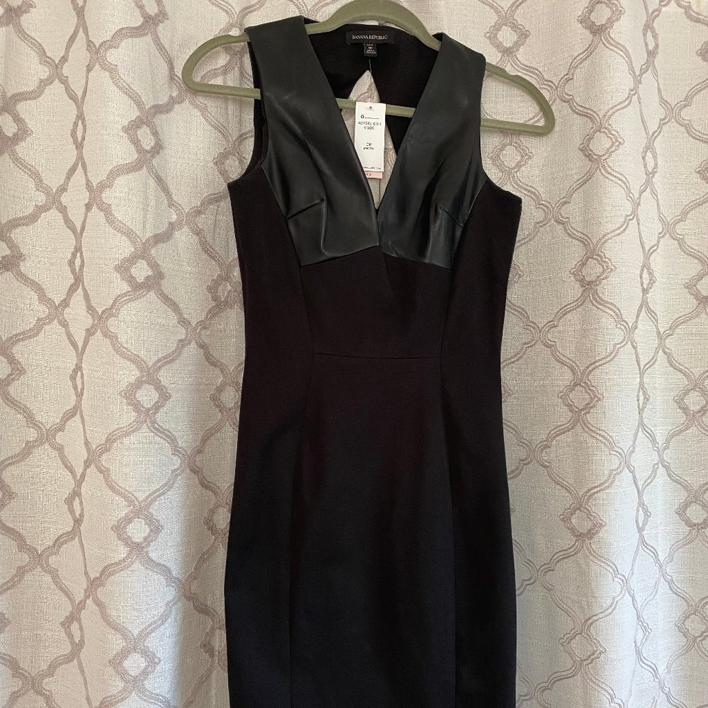Banana Republic Faux Leather Sloan Black Dress